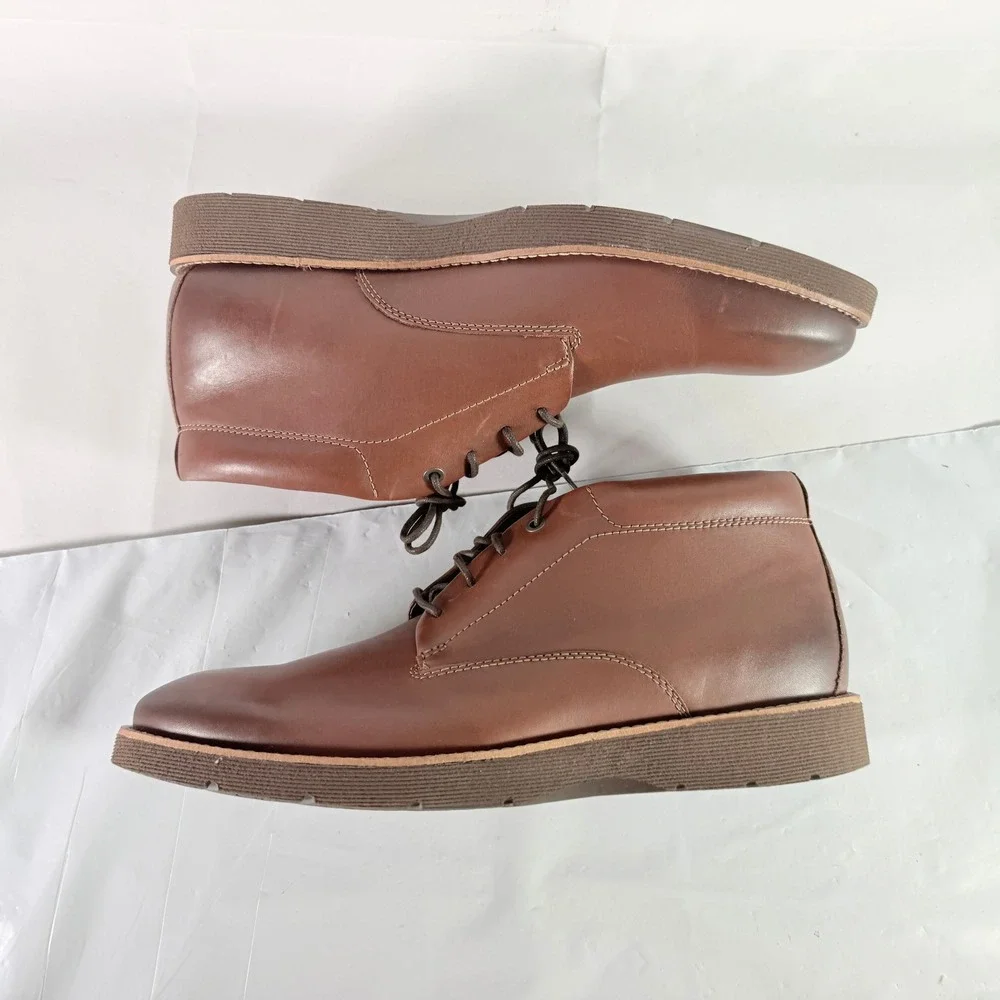 Clarks Men Folcroft Mid Dark‎ Tan Leather Chukka Boots Size 13 M New